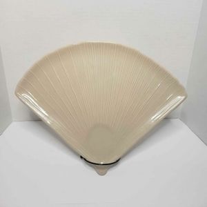 Vtg Serving Platter Retro Zodax Made in Portugal Beige Fan Shell Shaped